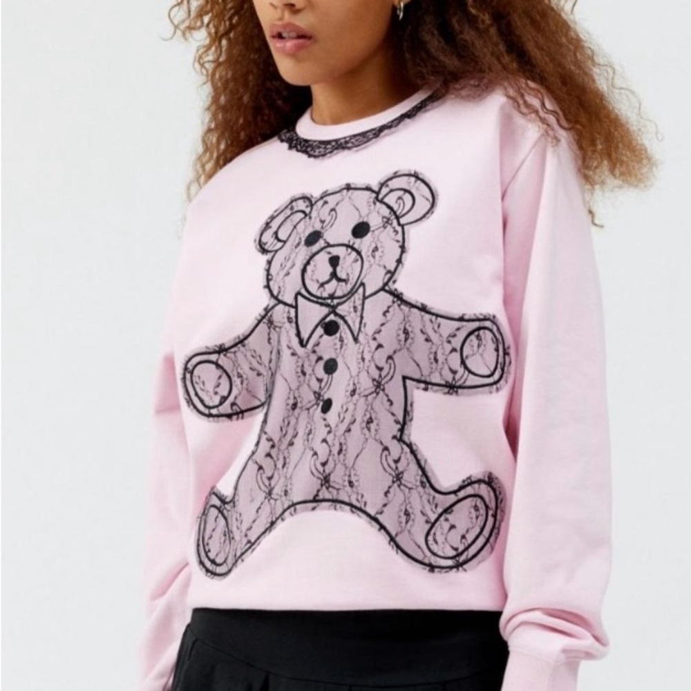 Teddy Freash-LACE APPLIQUE BEAR SWEATSHIRT